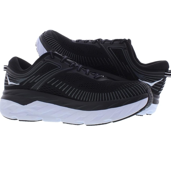 HOKA women’s bondi 7 in black and white, new main image 4